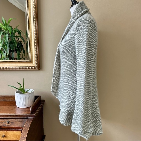 Wooden Ships Dylan Open Cardigan Sweater Blazer Gray Green White Shawl Collar - Picture 5 of 13